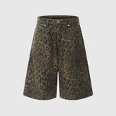 Shorts vaqueros holgados de leopardo